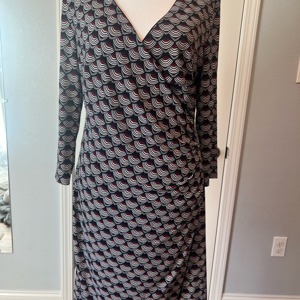 White House Black Market Black and White Geometric Dress